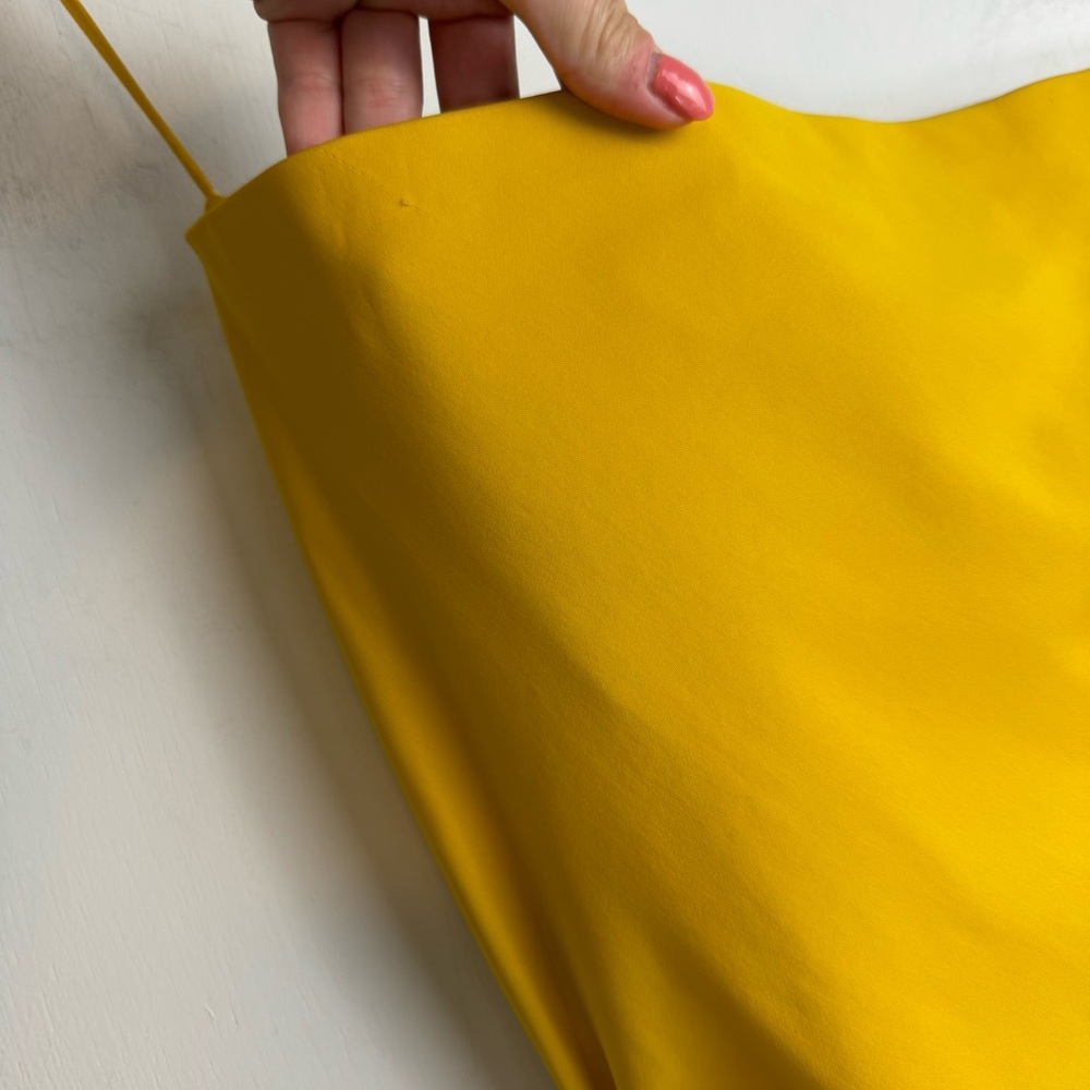 NWT ZARA Strapless Maxi Dress Sz Small Golden Yellow Side Pleats Ruched - Picture 8 of 16